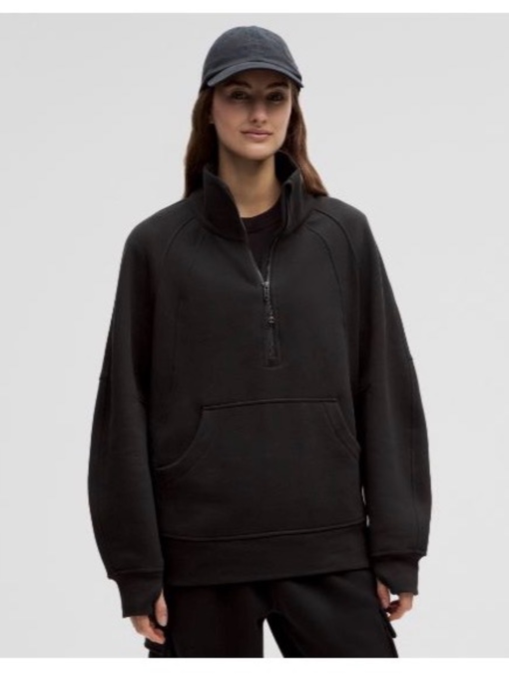 Scuba oversized funnel neck half zip long jacket